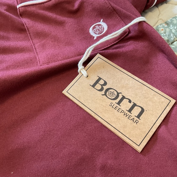 BORN NEW/WITH/TAGS TWO PIECE SLEEPWEAR , BURGUNDY SIZE MEDIUM - Picture 12 of 16